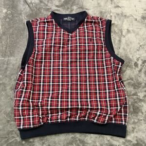 Polo Golf Ralph Lauren Plaid Vest Men’s Sz.Medium Red Blue White Vintage 90s Y2K
